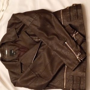 Brown Imitation Leather Anna Light Weight Jacket